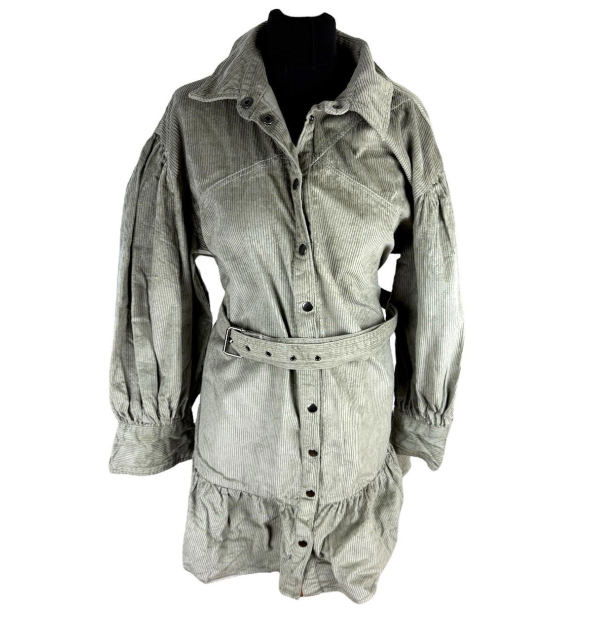 ASOS Khaki Green Shirt Dress Corduroy Belted Women’s UK Size 18