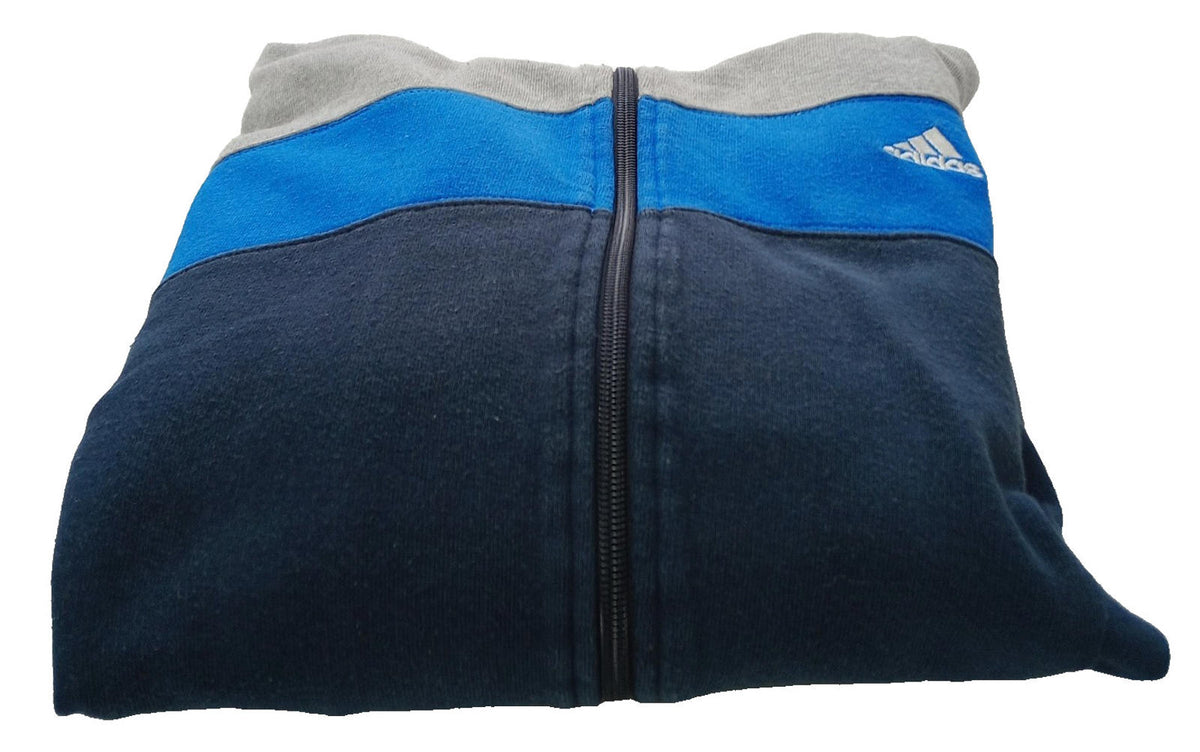 Adidas Track Suit Top Boy's UK Size L Blue Grey Long Sleeve Full Zip Pockets
