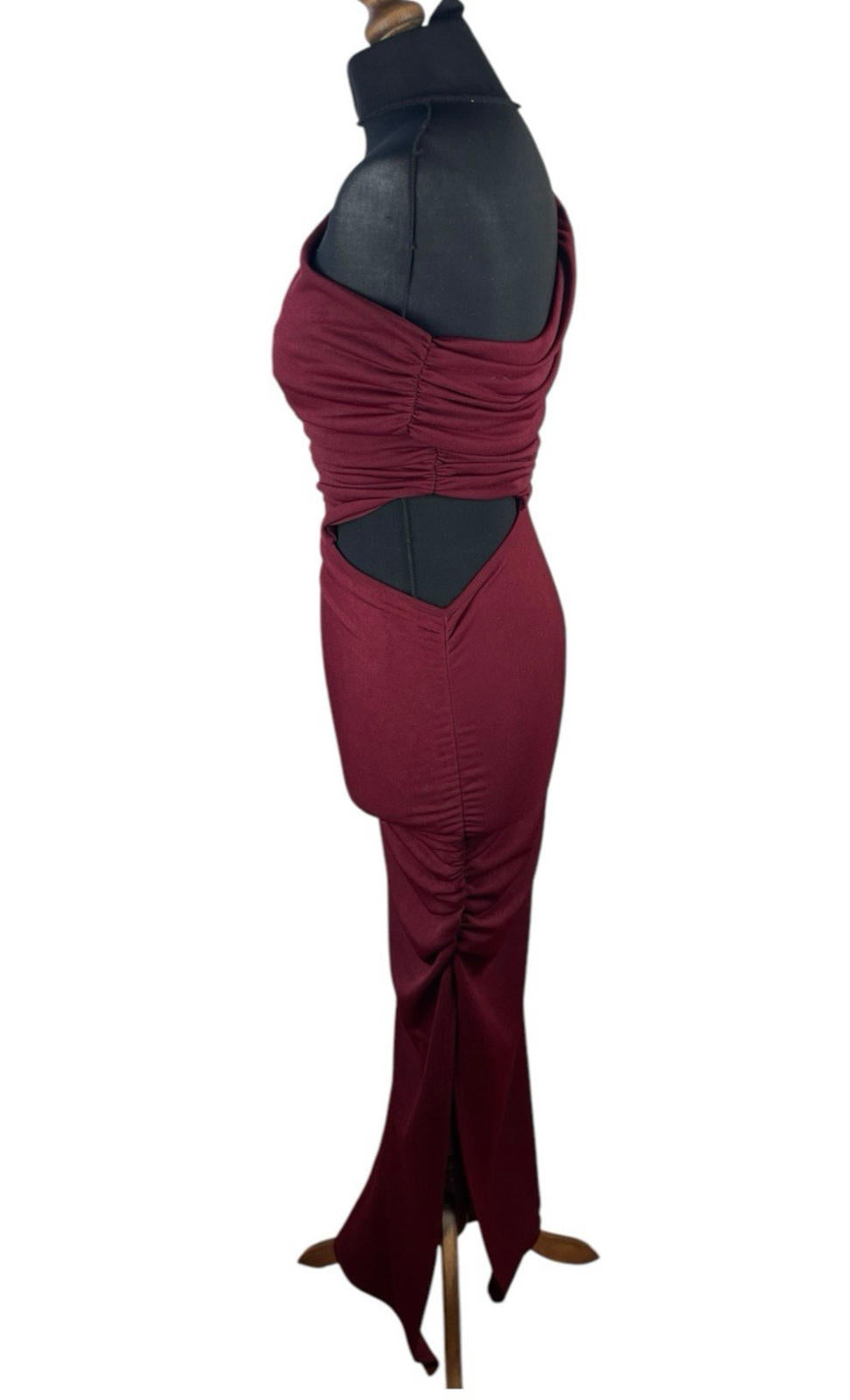 Boohoo Asymmetric-Neck Maxi Dress Women's UK Size 8 One Shoulder Draped Red