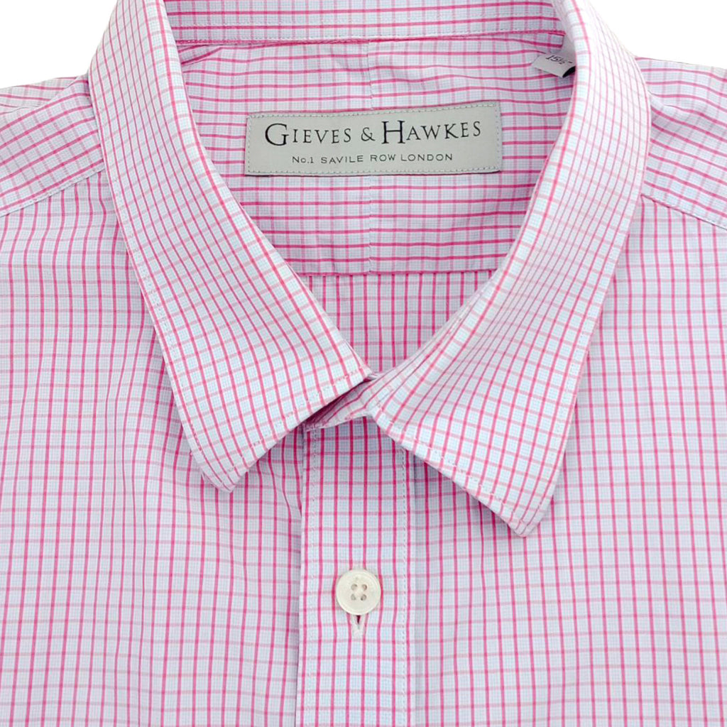 Gieves & Hawkes Pink Gieves & Hawkes Pink Check Long Sleeve Shirt Men's UK Size M 37" Chest