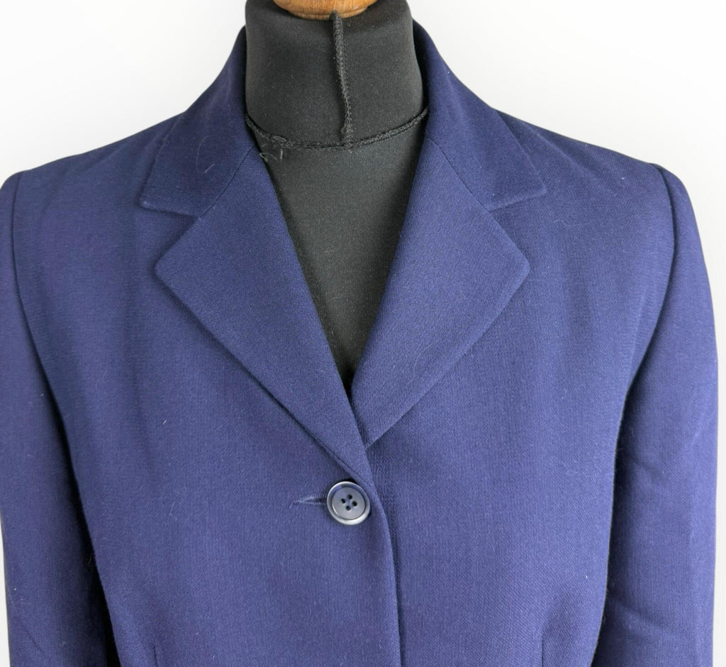 Essentials Blazer Jacket Women's UK Size 12 Mid Length Navy Blue Collared