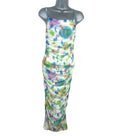 Stradivarius Maxi Dress Women's UK Size XS Ruched Sleeveless Abstract Mesh