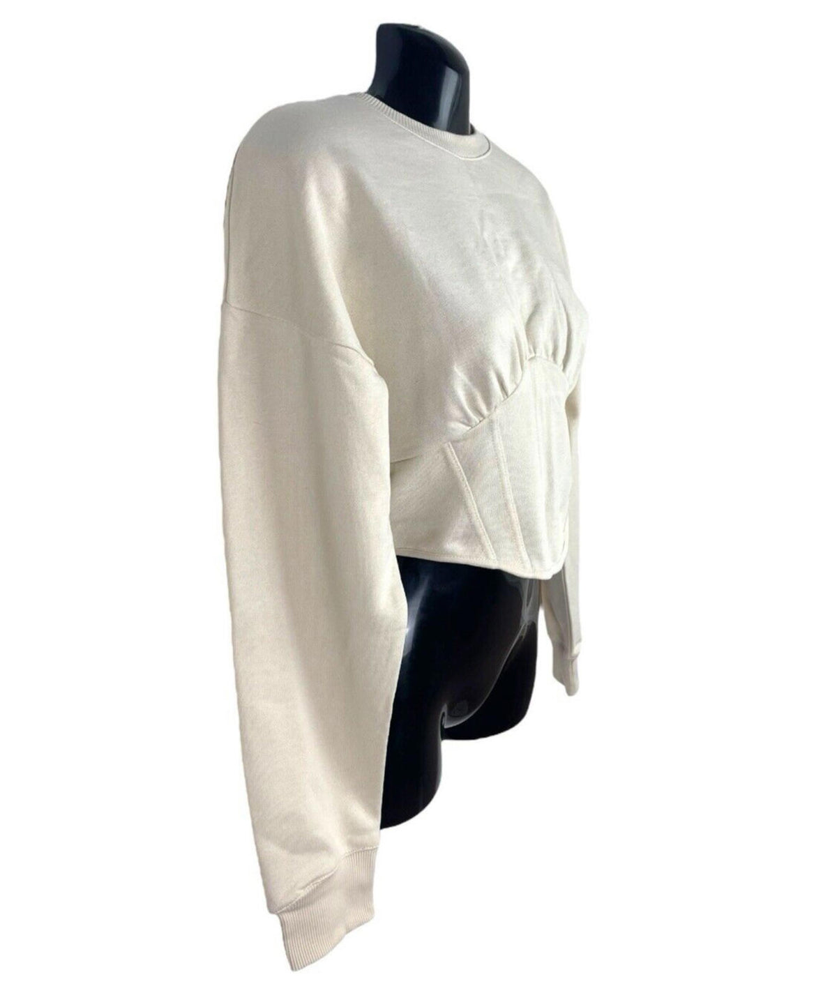 Stradivarius Beige Cropped Sweater Structured Waist Women's UK Size XS