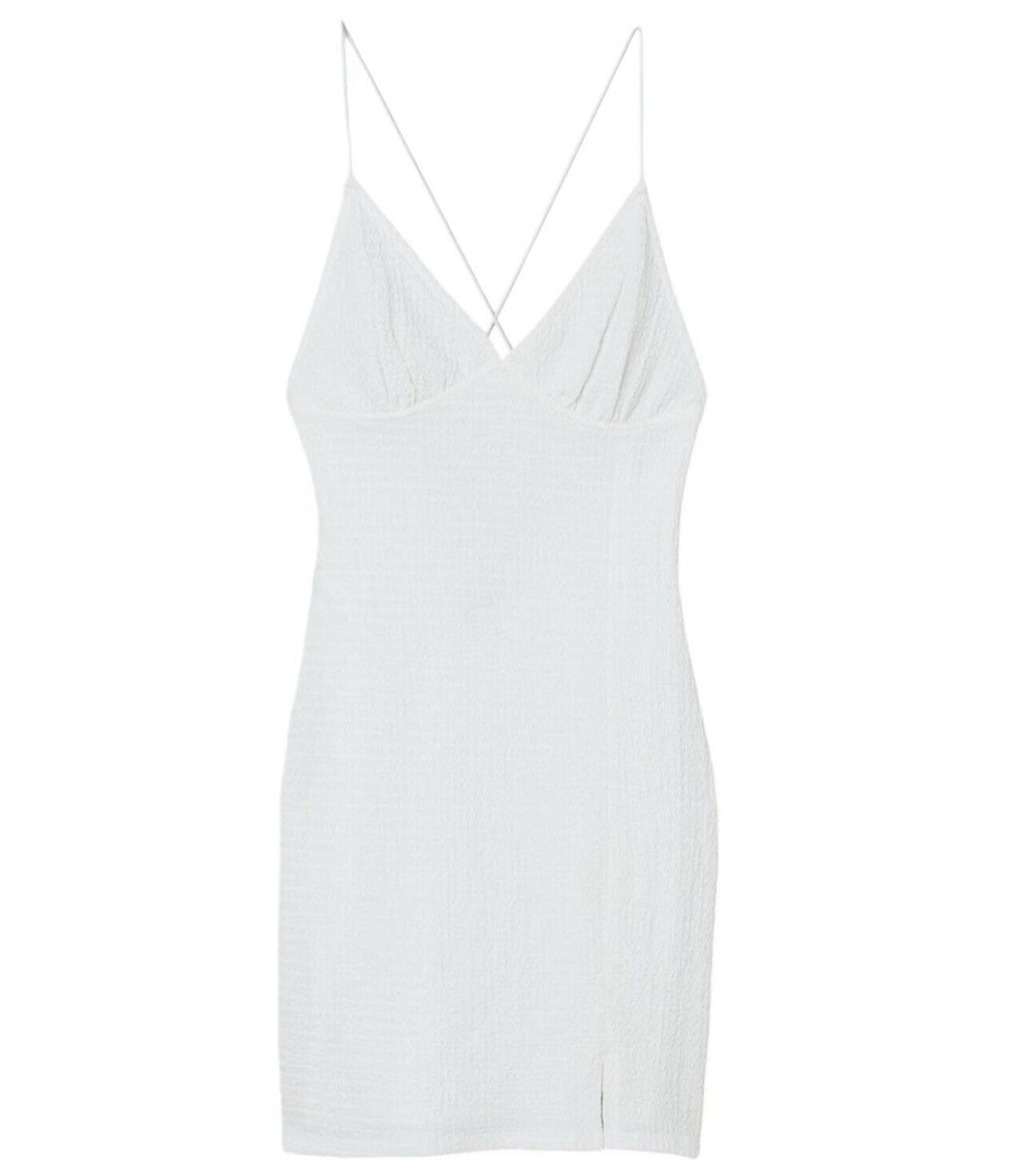 Divided White Textured Bodycon Dress Mini Backless Women's UK Size XS