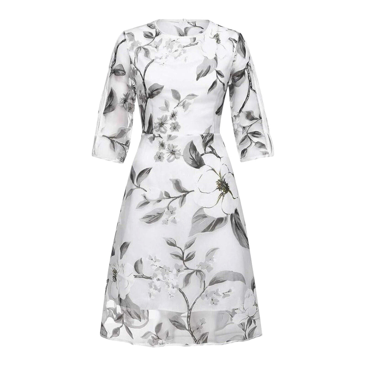 Floryday White Floryday Maxi Dress Silver Floral Occasion Dress A Line Women's UK Size S