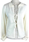Cassiopea Cream Knit Cardigan Tie Front Collared Women's UK Size S