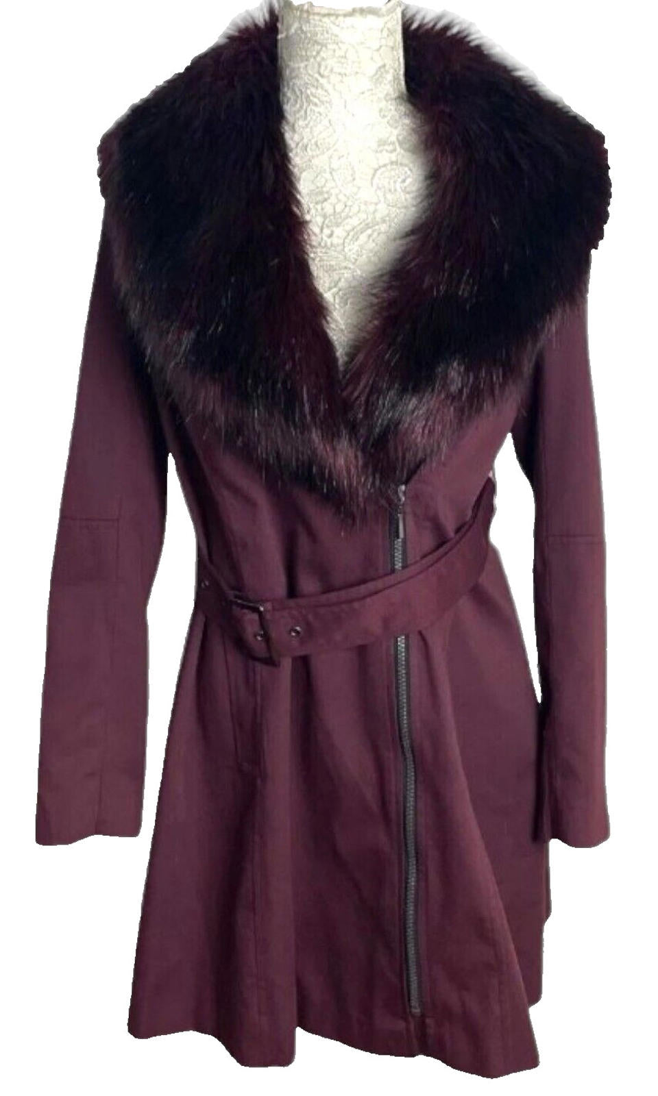 Atmosphere Red Fur Trim Coat Jacket Women's UK Size 10
