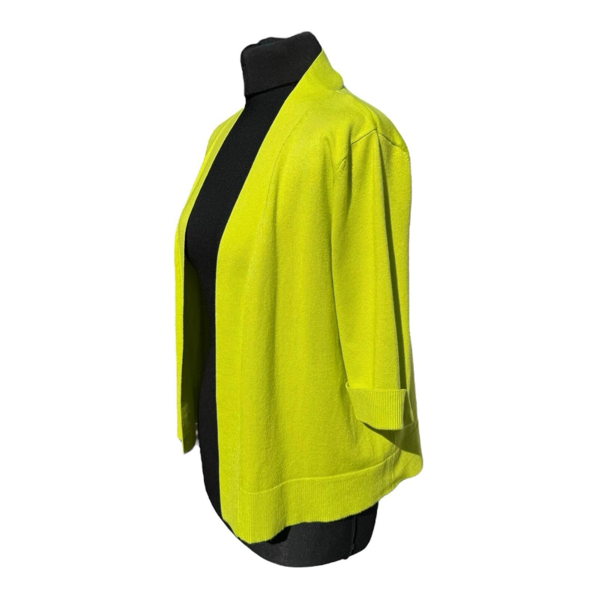 TRU Collection Neon Yellow Cardigan Open Front Women's UK Size L