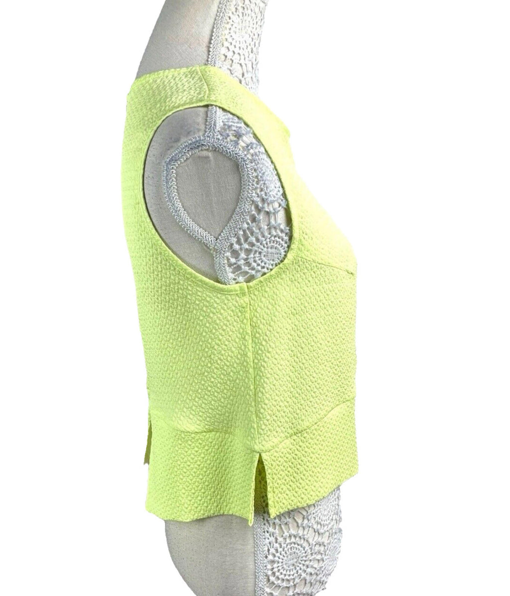River Island Yellow River Island Neon Yellow Tank Top Cropped Textured Women's UK Size 12