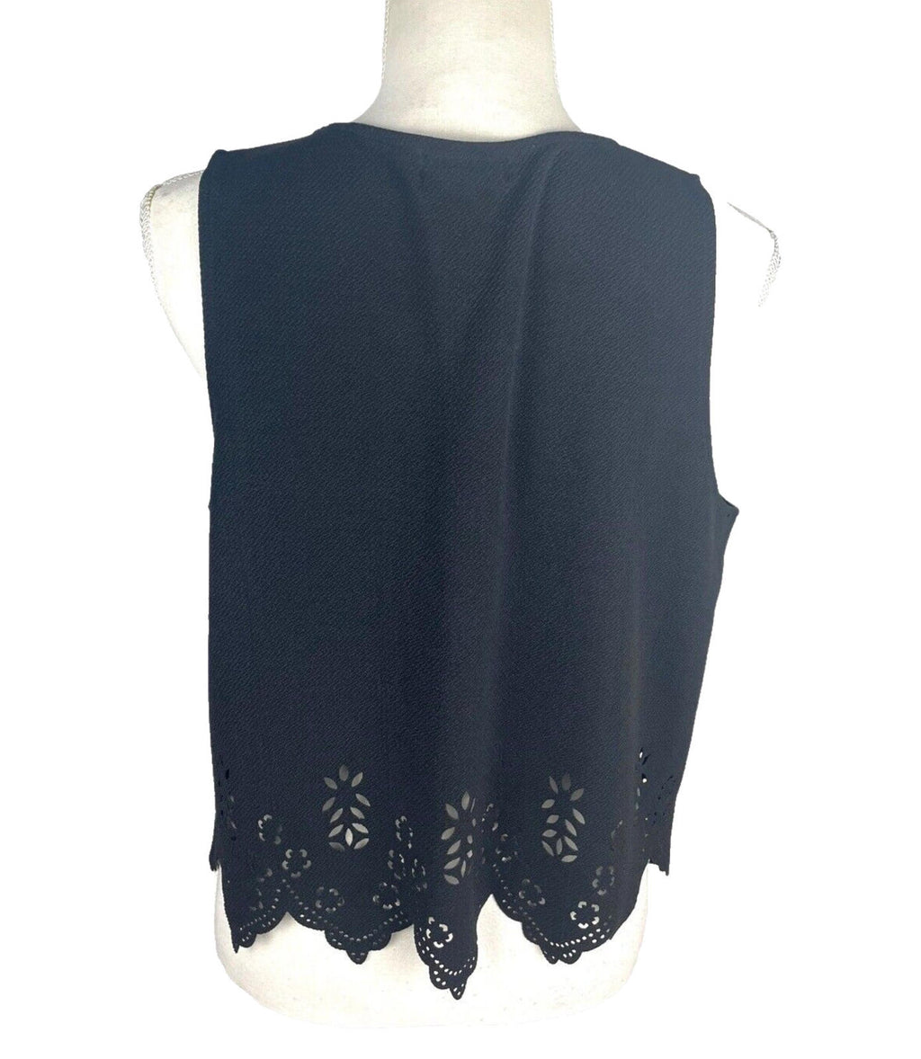 Select Black Select Crop Top Black Laser Cut Scallop Trim Women's UK Size 14