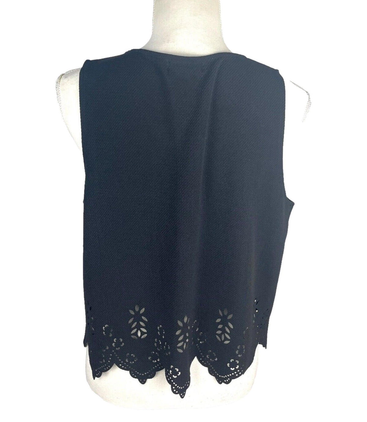 Select Black Select Crop Top Black Laser Cut Scallop Trim Women's UK Size 14