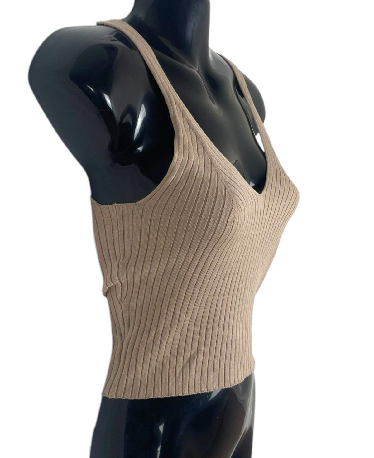 Divided Beige Tank Top Ribbed Stretch Women's UK Size XS