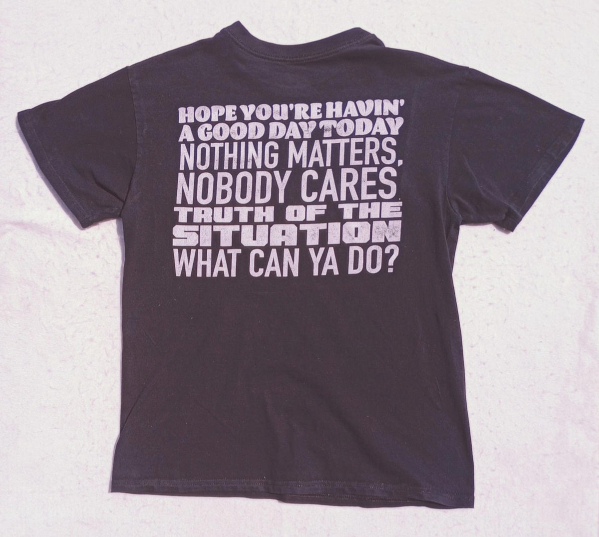 Graphic Print T-Shirt Men's UK Size M Black Crew Neck 100% Cotton Anxiety Theme