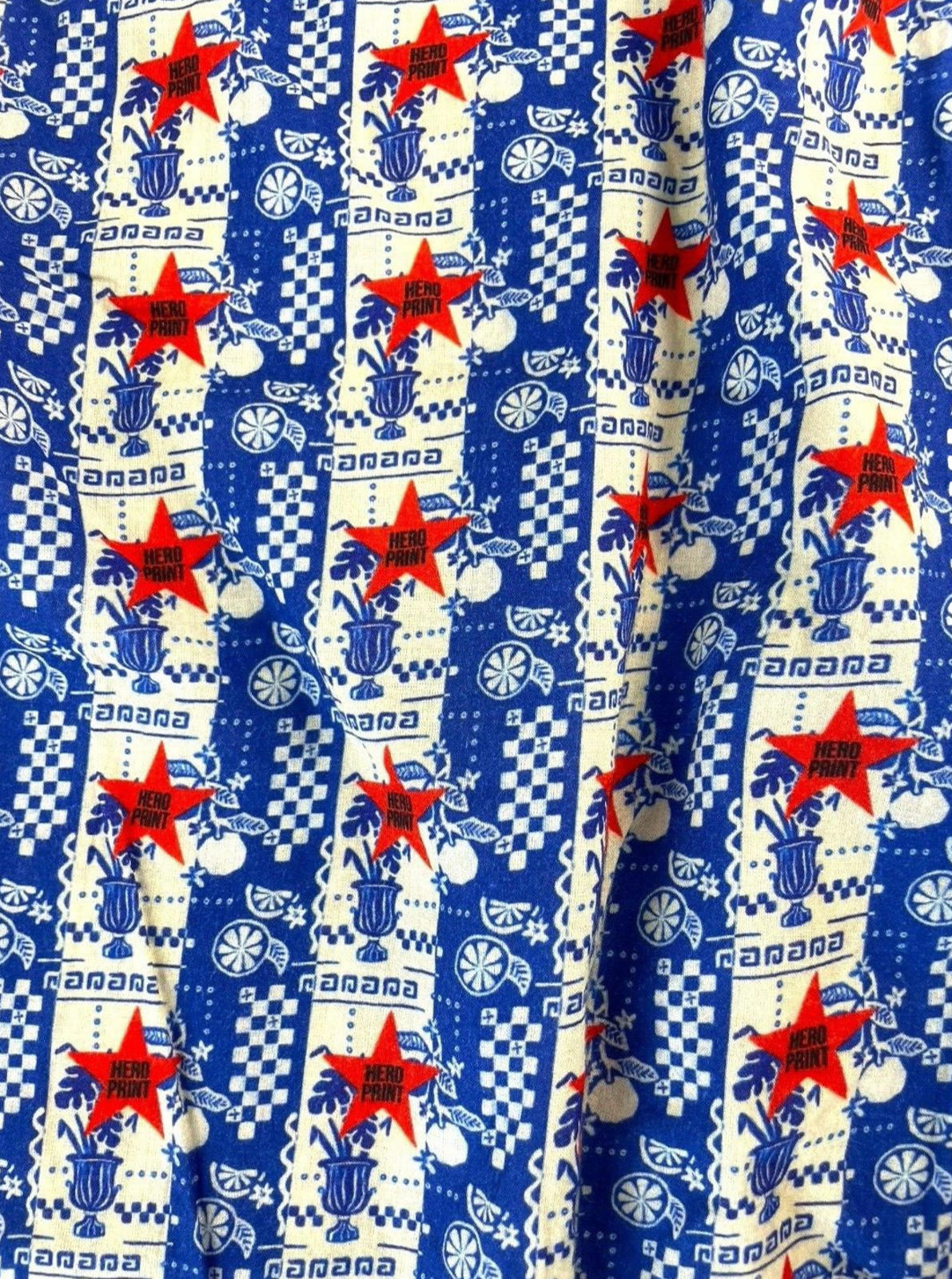 Blue & Red Star Print Straight Leg Trousers Tie Side Detail Women's UK Size 8