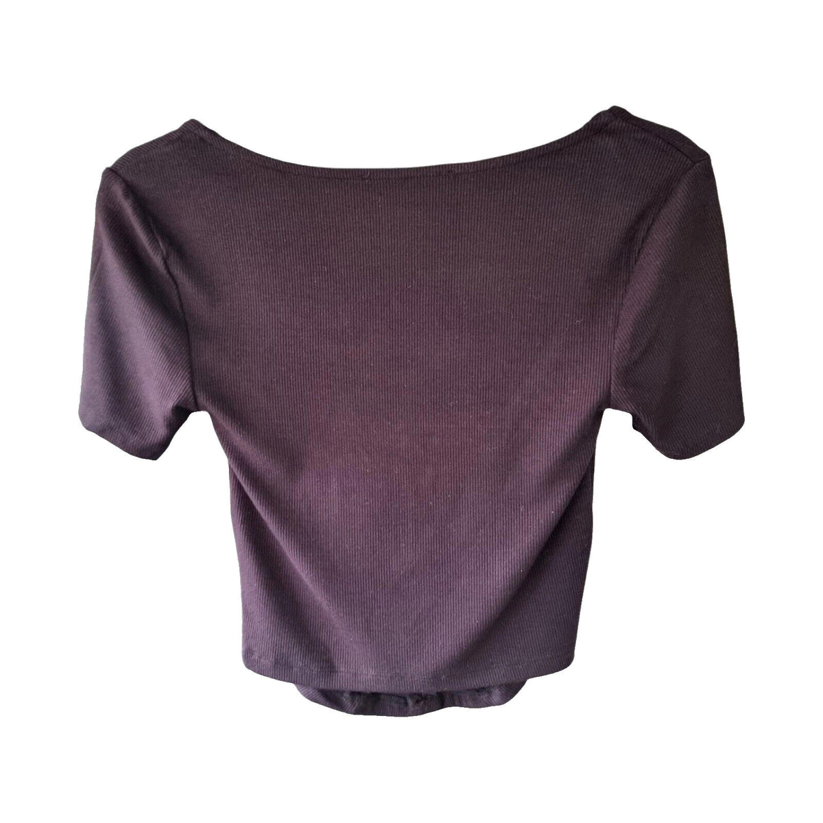 stradivarius Black Stradivarius Crop Top Ribbed Black Clasp Fasten Women's UK Size XS