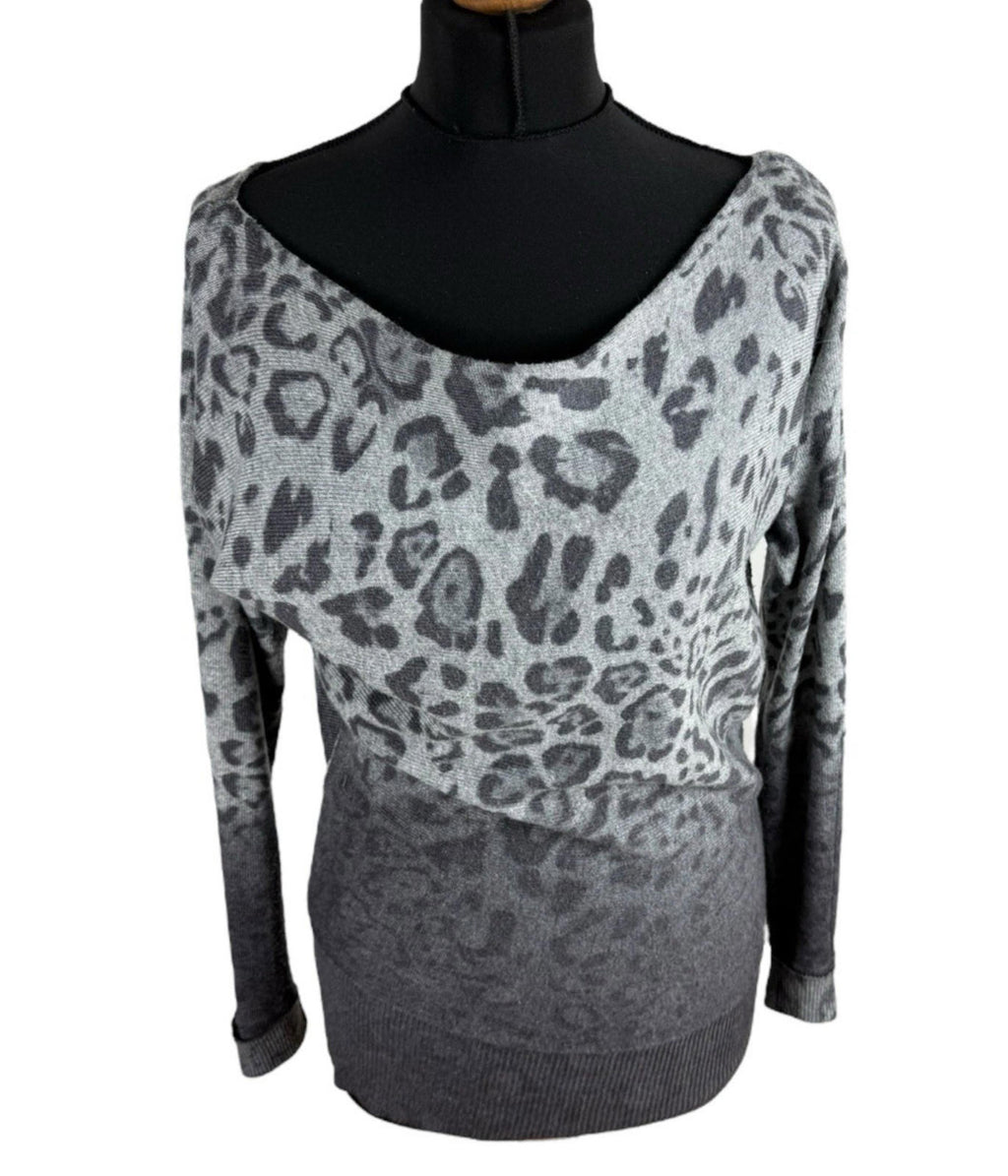 Inspire Collection Gray Inspire Collection Jumper Women's UK Size 10 S - M Grey Thin Leopard Print