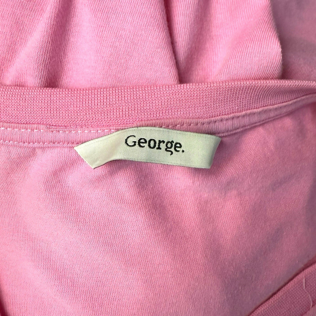 George Cotton T-Shirt Pink Women’s UK Size 20 Round Neck Frill Sleeve Detail