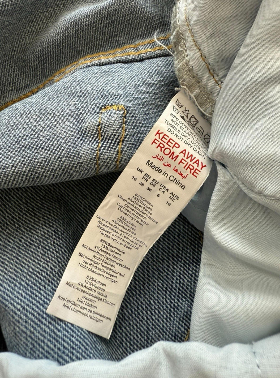 Pretty Little Thing Blue Pretty Little Thing Jeans Fold Over Front Mid Rise Wide Leg Women's UK Size 10