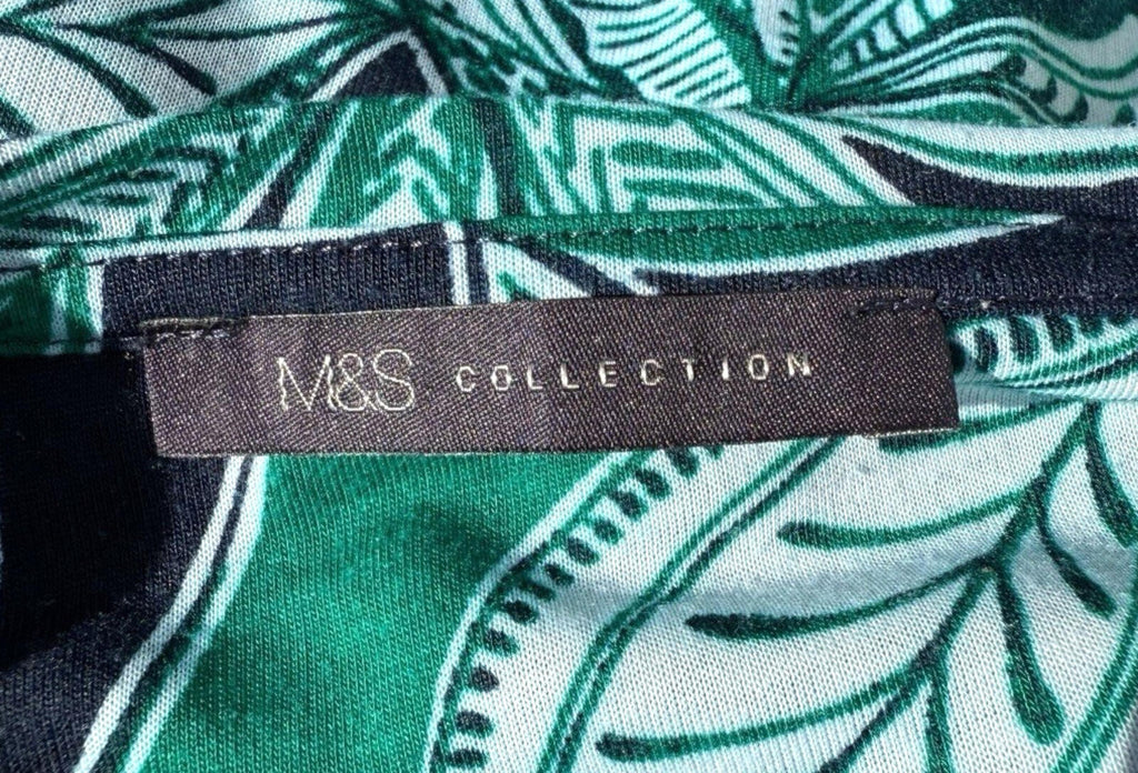 Marks & Spencer DarkGreen Marks & Spencer Green T-shirt Blouse Leaf Print Lightweight Women's UK Size 14