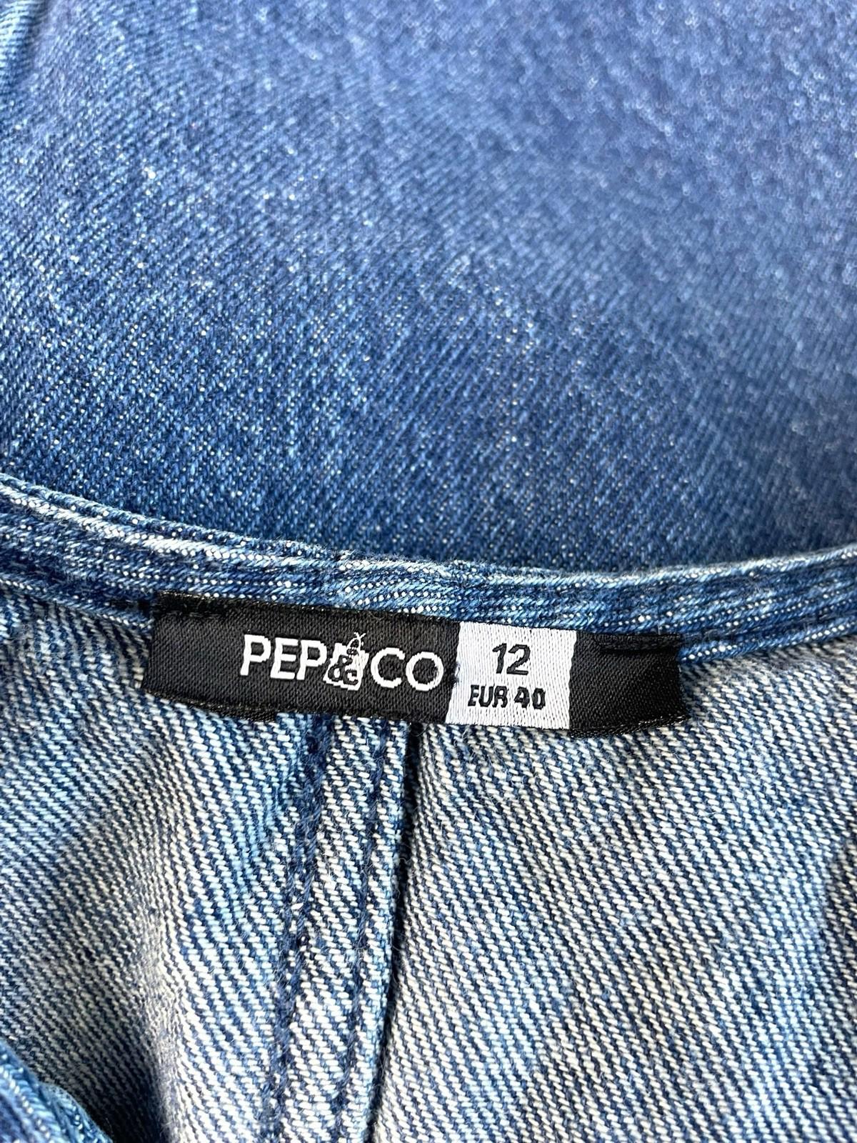 Co Blue Pep & Co Dark Denim Pinafore Mini Dress Women's UK Size 12