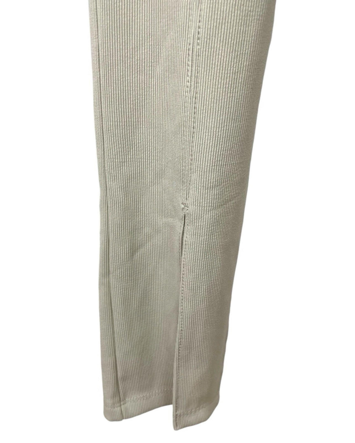 Stradivarius Leggings Women's UK Size XS Beige Ribbed High Rise Front Split