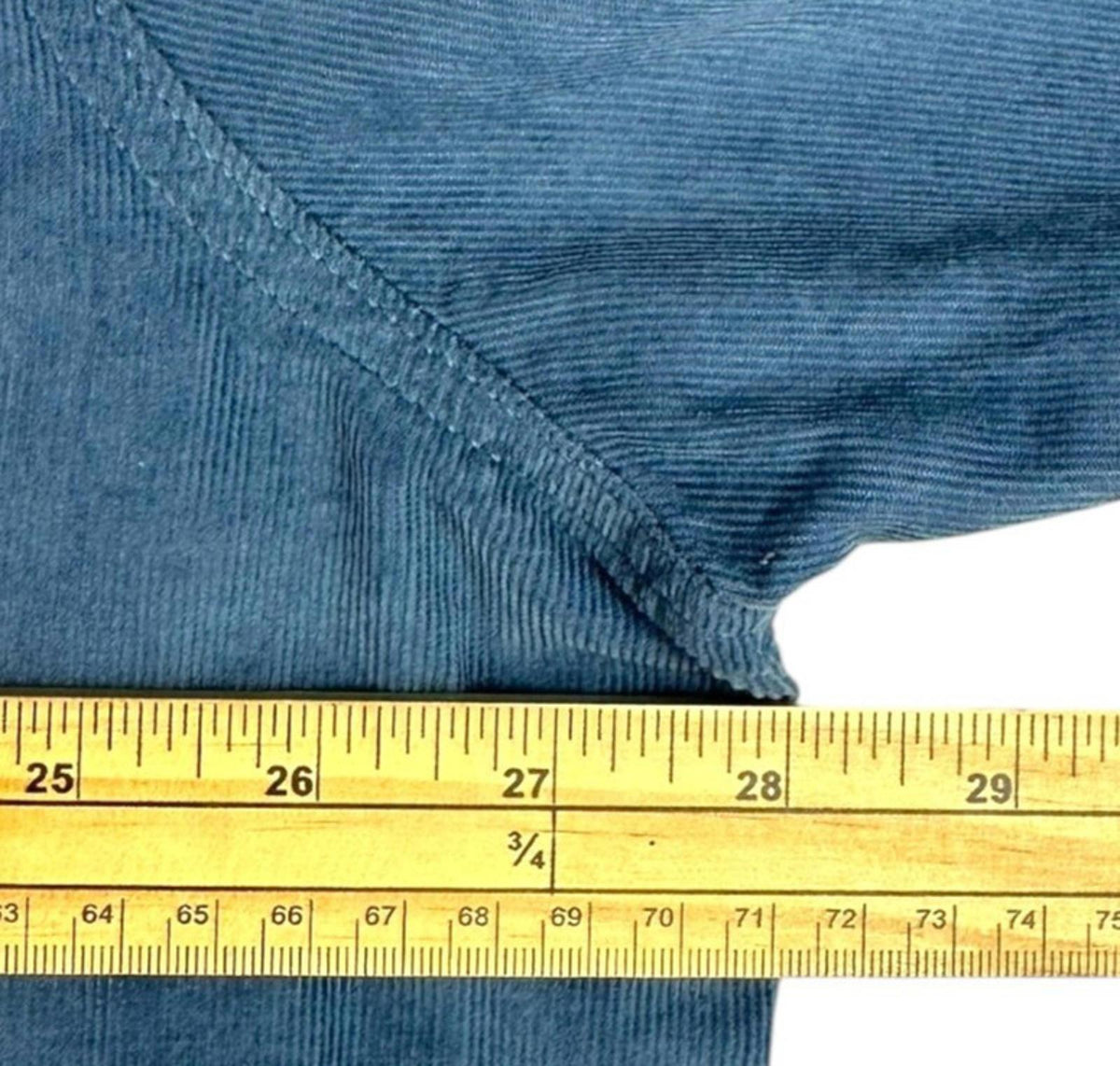 George Shirt Men's UK Size 2XL Blue Corduroy Long Sleeve Wing Collar 100% Cotton