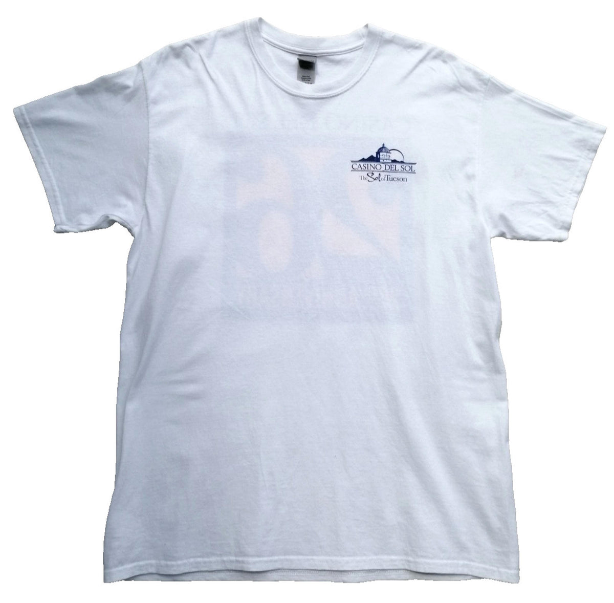 Gildan White Graphic Print T-Shirt Men's US Size L White Crew Neck 100% Cotton