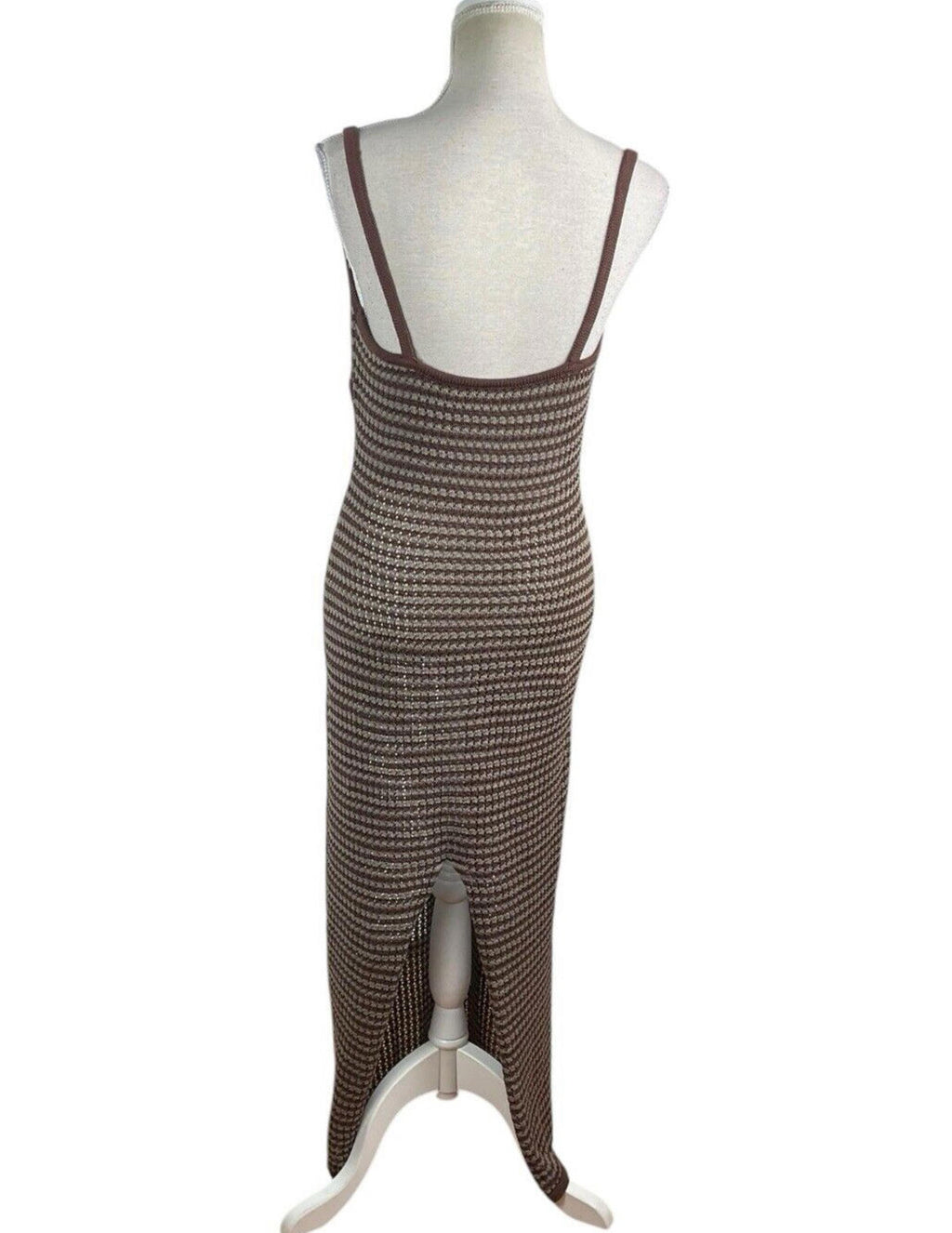 Pretty Little Thing Cupped Knit Maxi Dress Women’s UK Size S Brown Slip-Dress