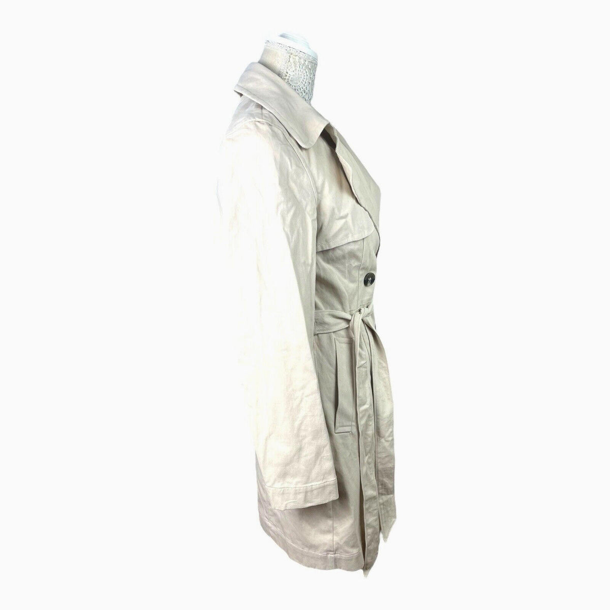 Divided Trench Coat Light Beige Cotton Double Breasted Belted Women's UK Size XS