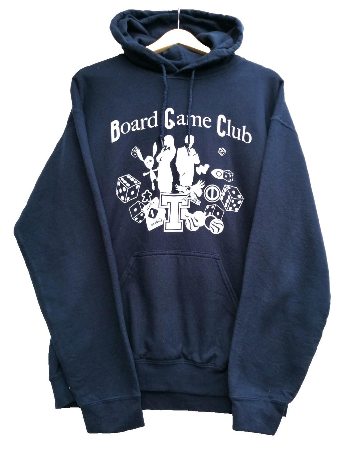 Gildan Navy Graphic Print Hoodie Men's Size M Navy Blue Jersey Board Game Club