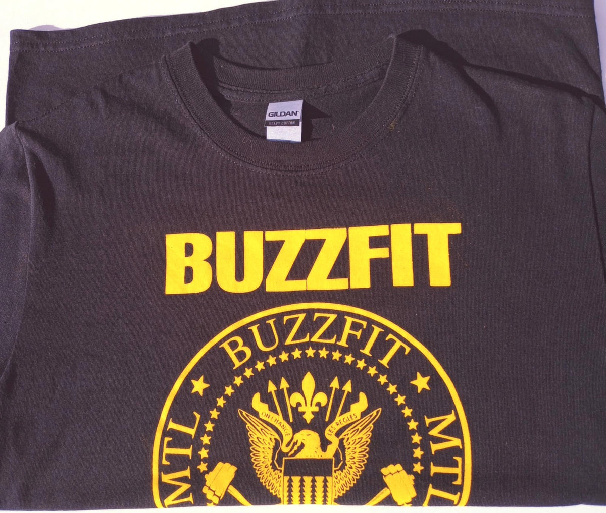 Gildan Black BuzzFit Gym T-Shirt Men's UK Size S Black Crew Neck Print 100% Heavy Cotton