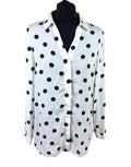 TU Polka Dot Shirt Blouse Women's UK Size 10 Oversized Chiffon Button Up White