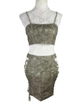 Pretty Little Thing Lace-Up Skirt & Crop Top Set Women's UK Size 8 Faux Leather