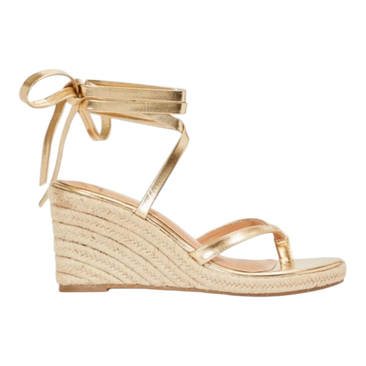 JustFab Gold JUSTFAB Ambretta Wrap Wedge Sandals Shoes Gold Women's UK Size 9
