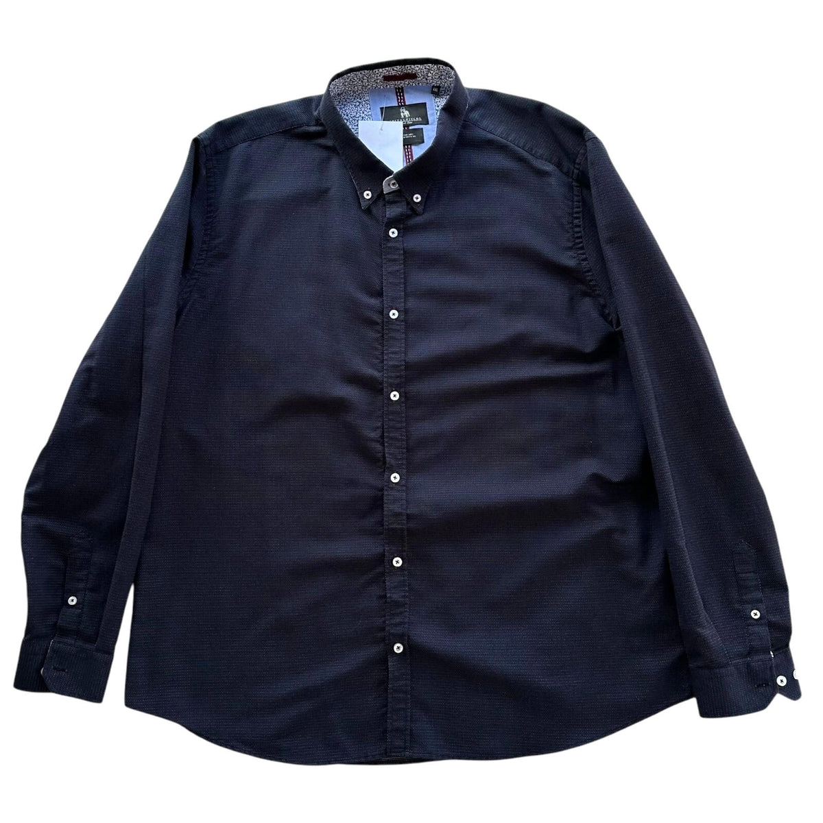 Spitalfields Shirt Men's UK Size 2XL Long Sleeve Navy Blue Dotted