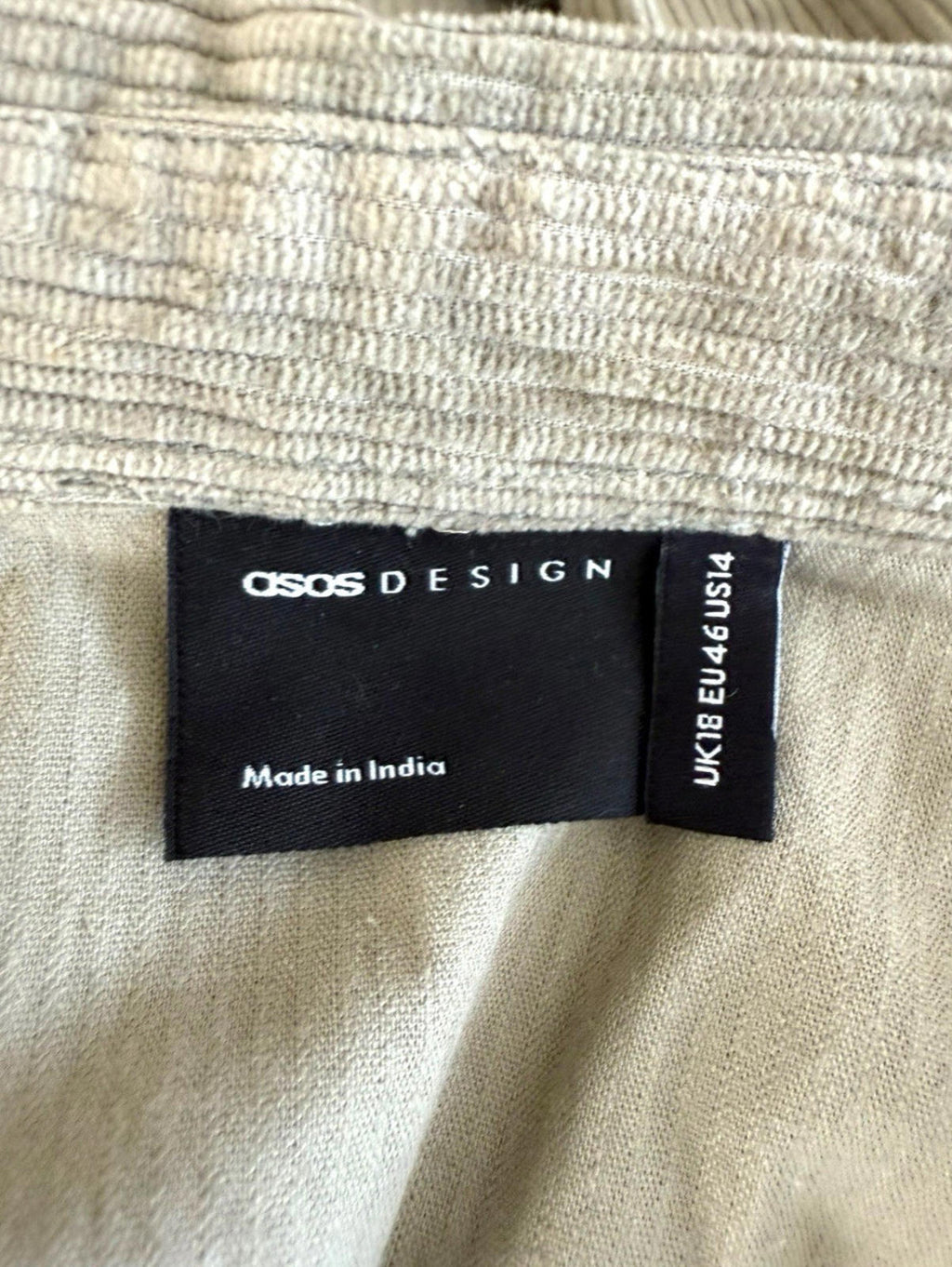 ASOS Khaki Green Shirt Dress Corduroy Belted Women’s UK Size 18