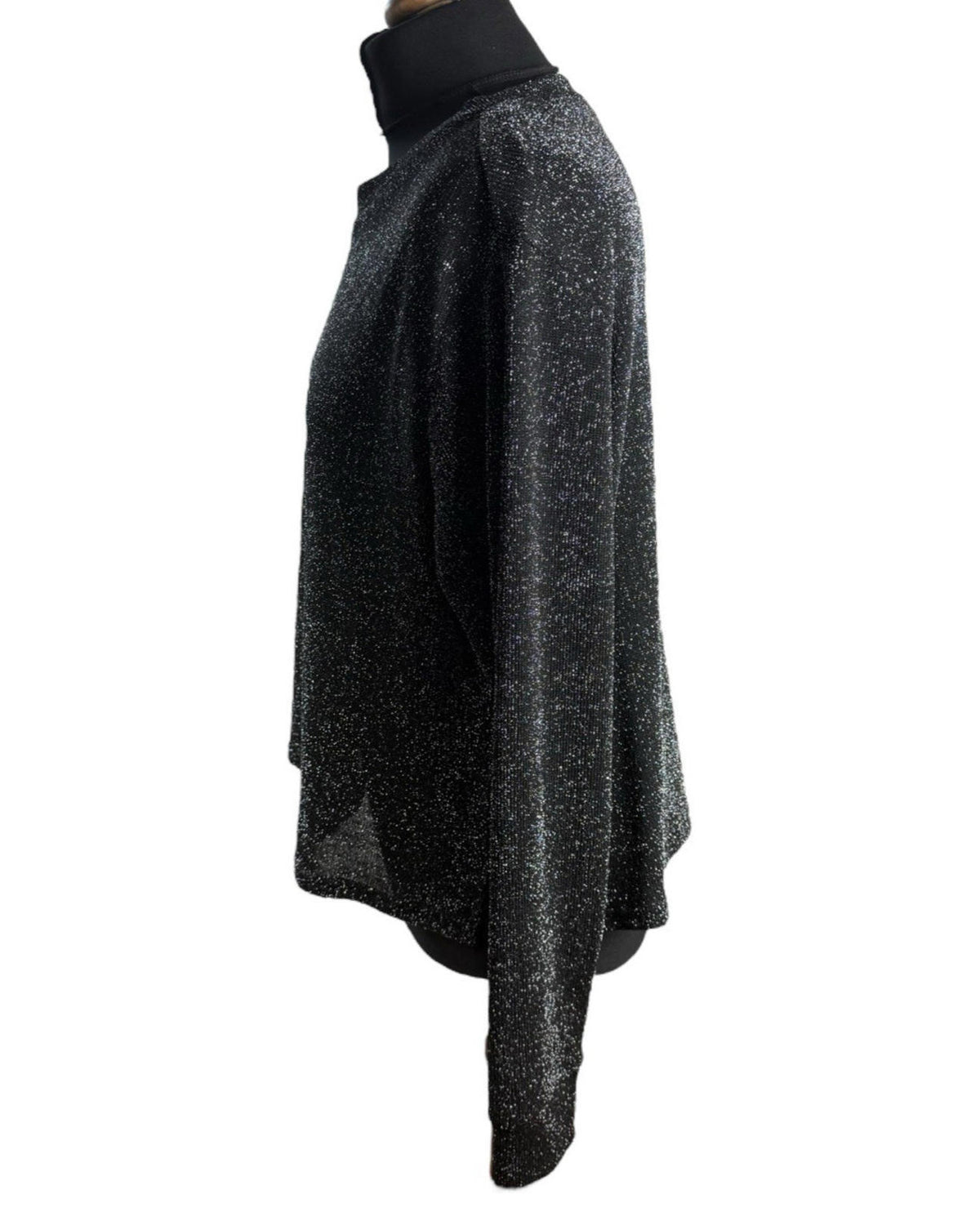 Divided Black Silver Sparkle Sweater Jumper Women's UK Size L Crew Neck