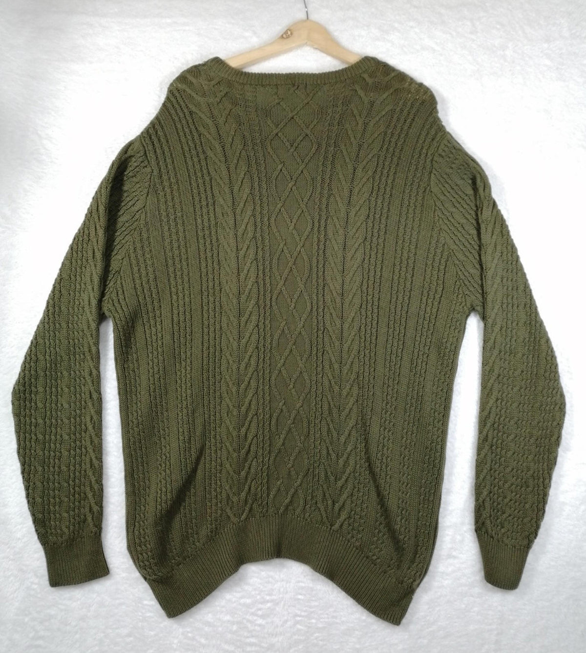 Jacamo Cable Knit Jumper Men's UK Size 2XL Khaki Green Crew Neck Sweater