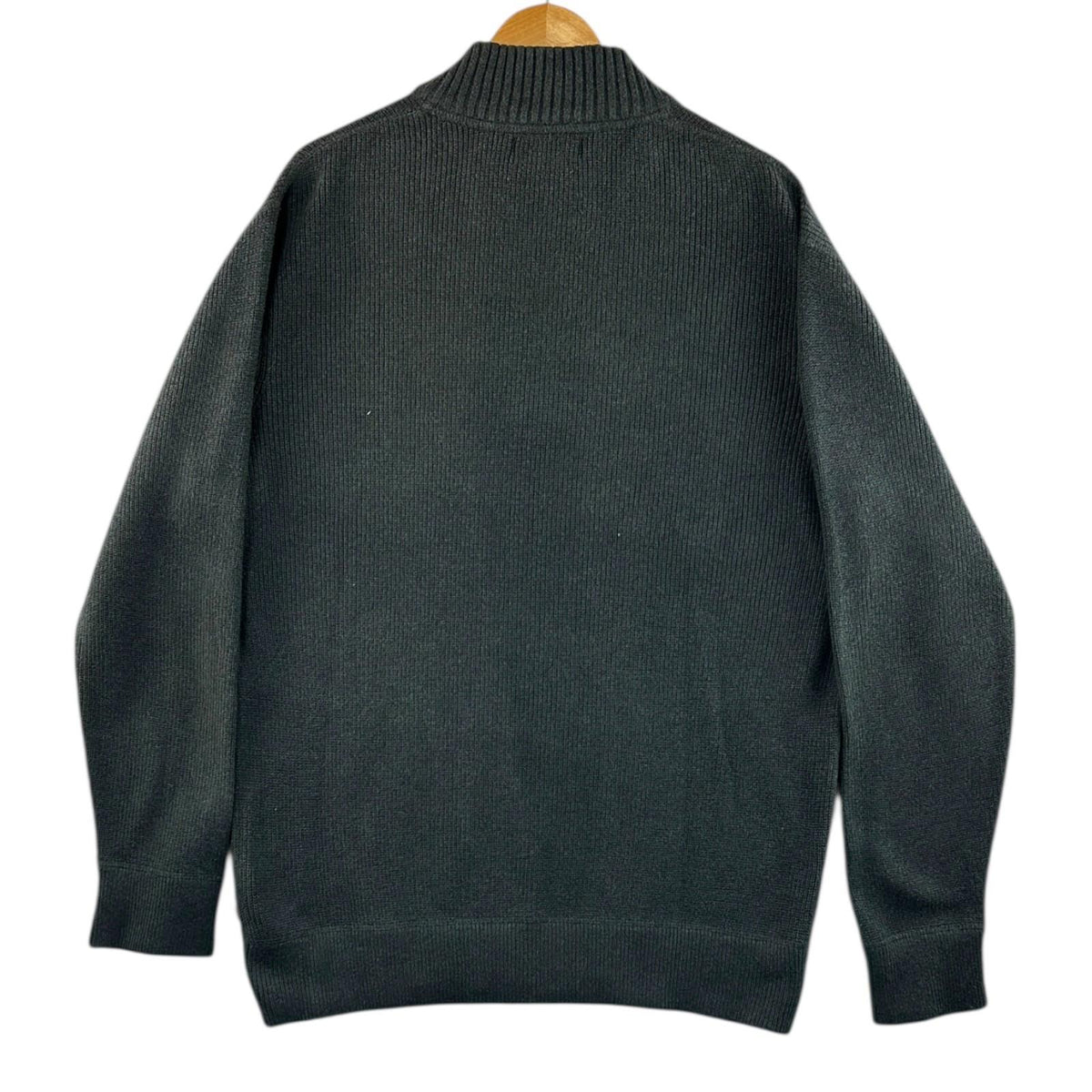 Eddie Bauer Knit Jumper Men's UK Size L Grey 1/4 Zip Long Sleeve Sweater