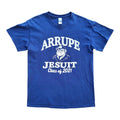 Gildan Blue Arrupe Jesuit Graphic Print T-Shirt Men's UK Size M Blue Crew Neck 100% Cotton