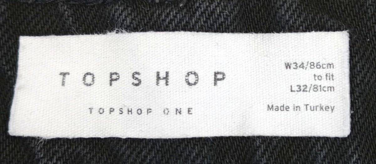 TopShop Black Topshop Jeans Men's UK Size 34" Waist 32" Leg Black 100% Cotton 5 Pocket Design