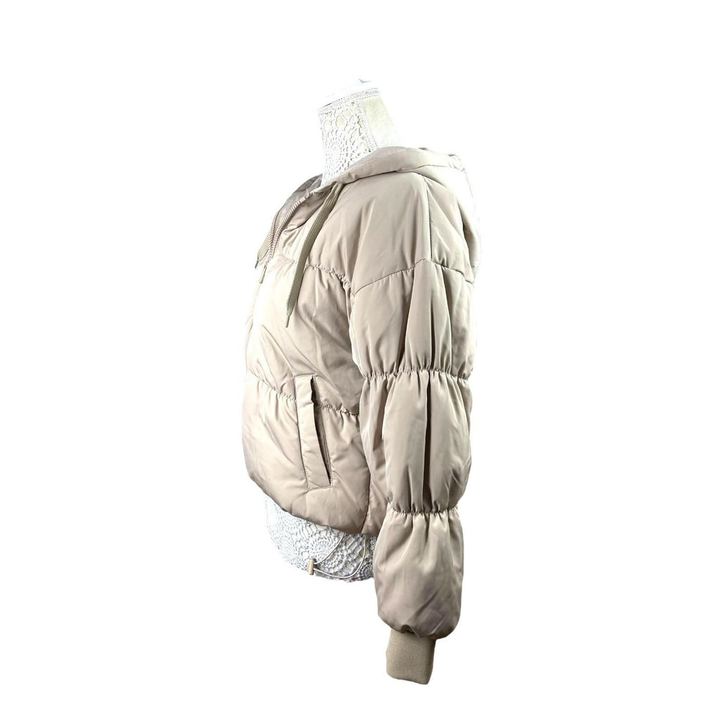 Divided Griege Puffer Jacket Mid Length Hooded Women's UK Size XXS
