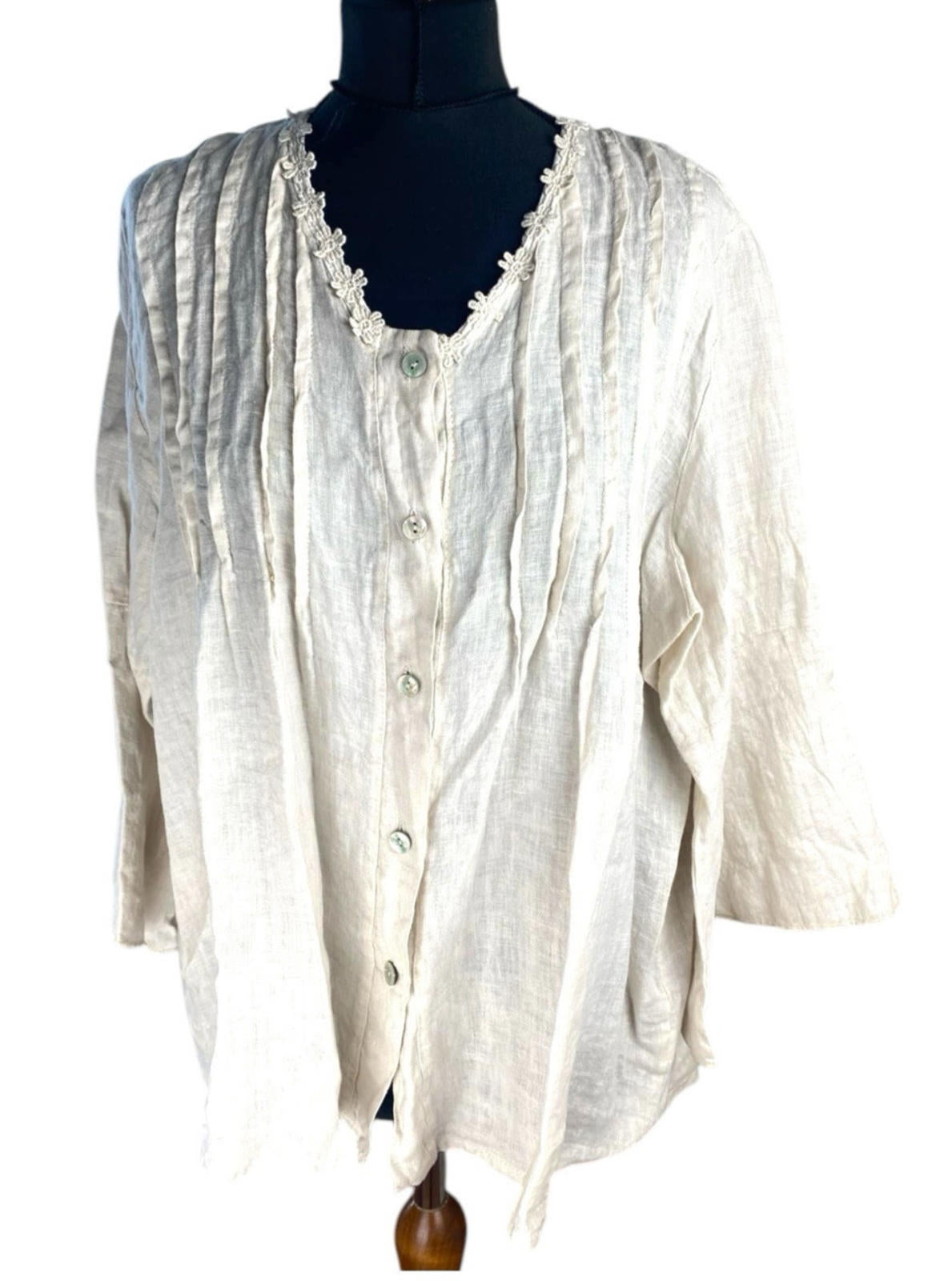Diverse Beige Linen  Blouse Women's UK Size L (12-14)