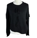 Black Knit Jumper Relaxed Fit Bow Detail Crew Neck Women's UK Size S