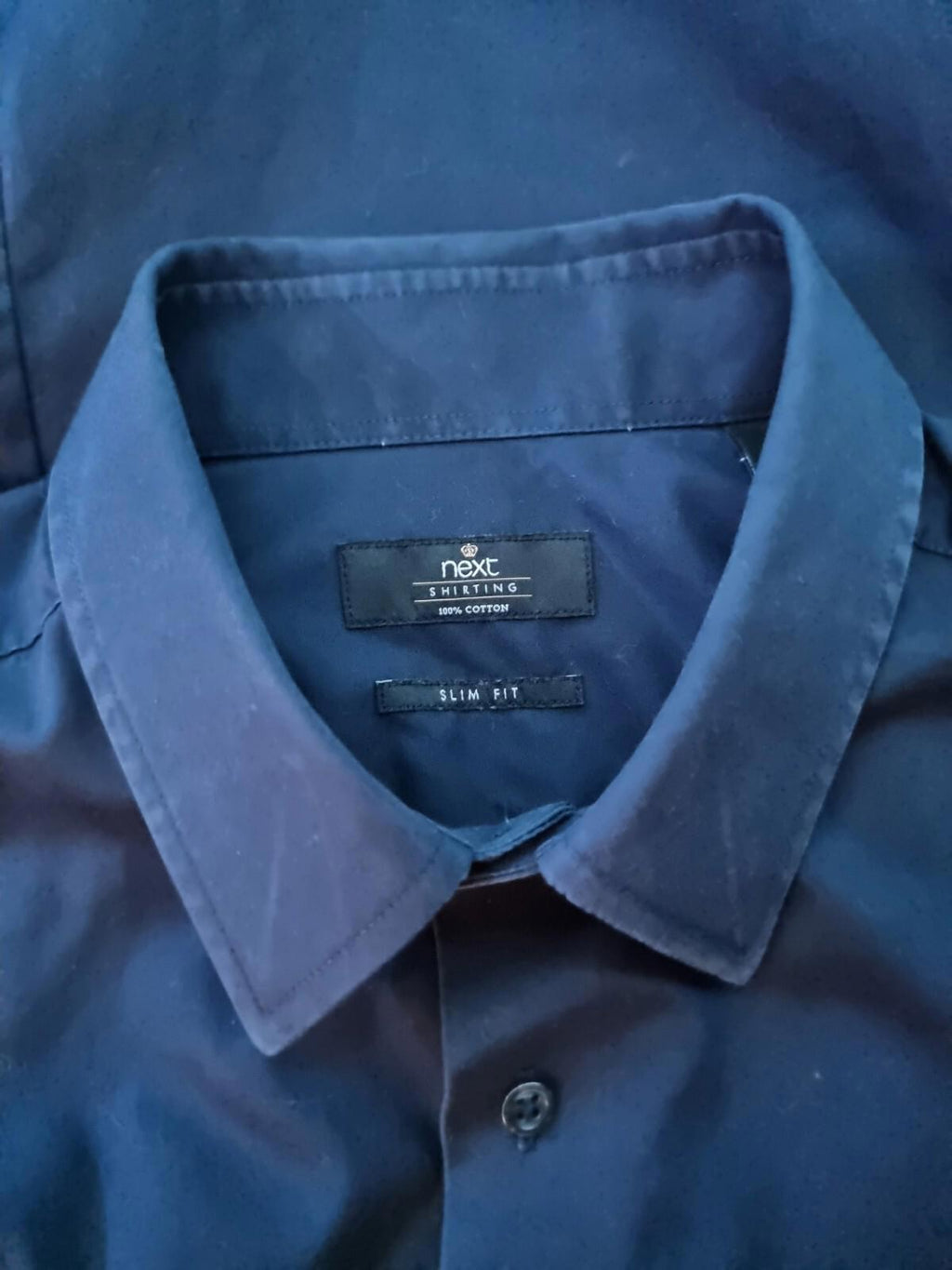 Next Shirt Slim Fit Long Sleeve Blue 100% Cotton Men's 16" Collar 38"- 40" Chest