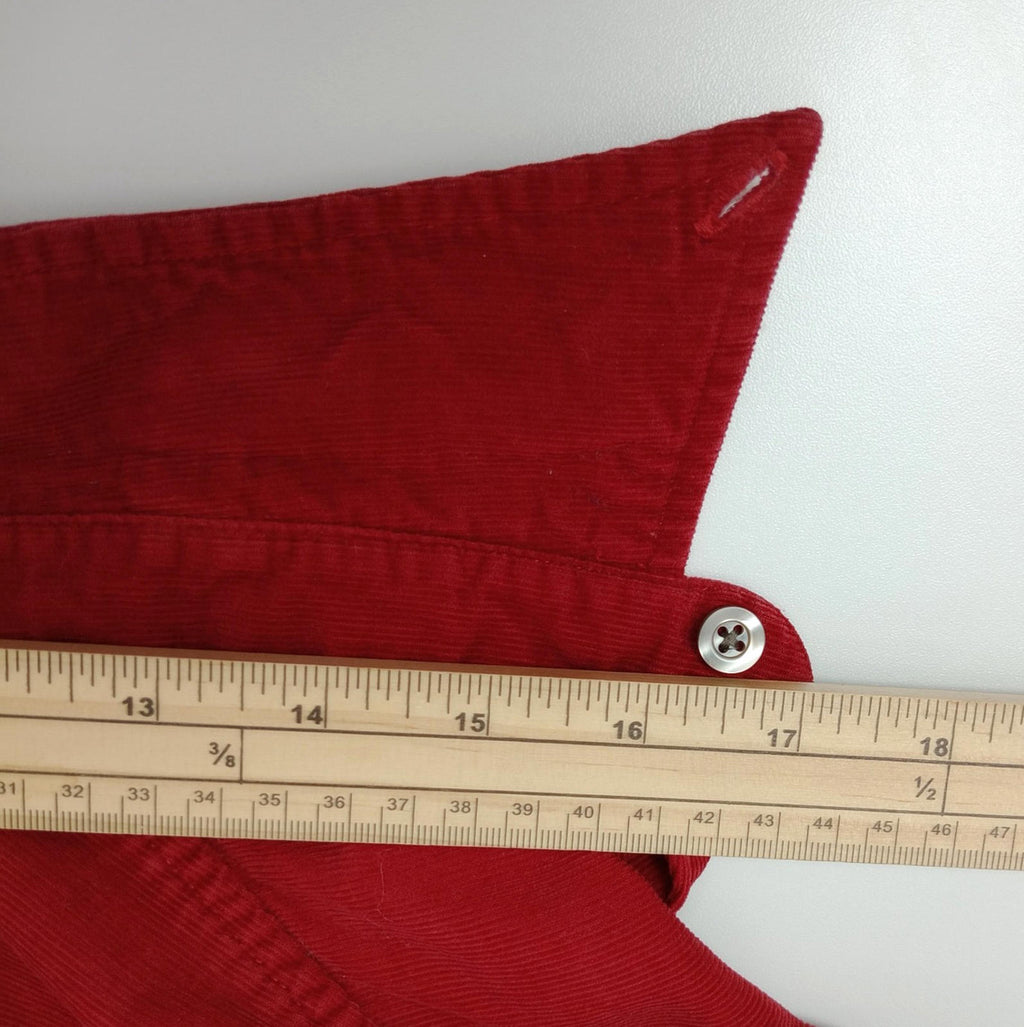 Charter Club Corduroy Shirt Men's UK Size L Red Pocket 100% Cotton Easy Care