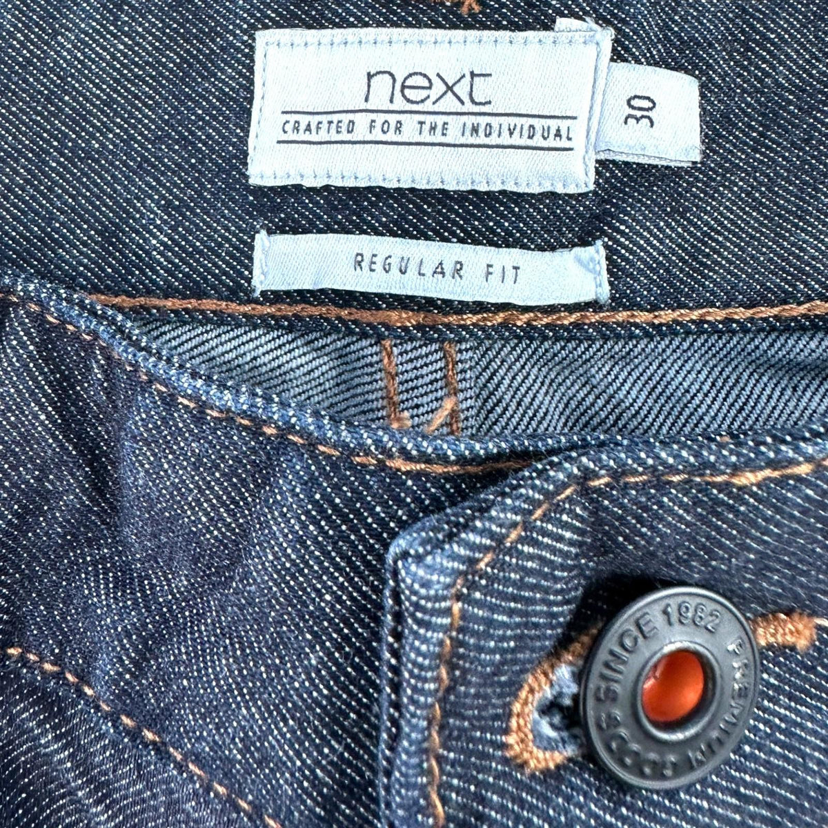 Next Denim Shorts Men's UK Size 30" W Regular Fit Navy Blue Button Front Rolled Cuffs