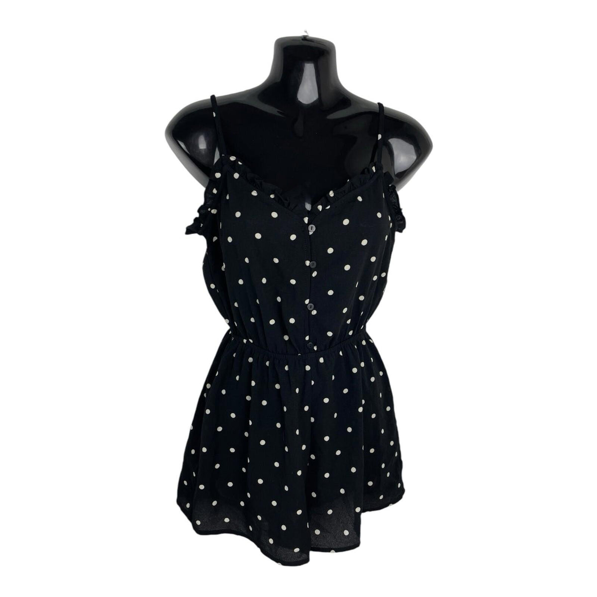 Divided Black Chiffon Romper Playsuit Polka Dot Women's UK Size 6