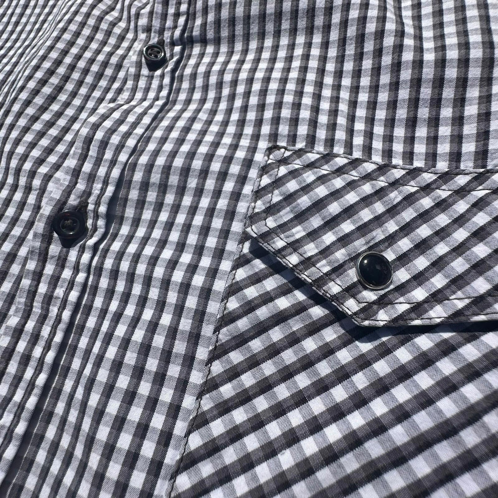 River Island Shirt Men's UK Size L Black & White Check Long Sleeve 100% Cotton