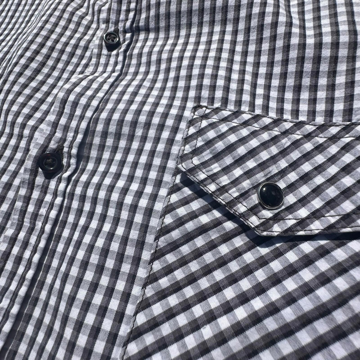 River Island Shirt Men's UK Size L Black & White Check Long Sleeve 100% Cotton
